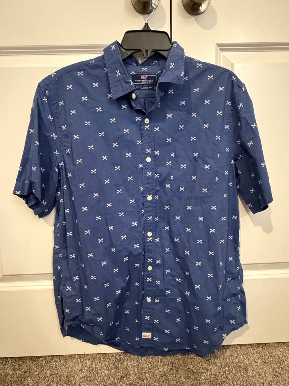 Vineyard Vines Murray Slim Fit Button Up Men’s Size Large Blue Fish Print
